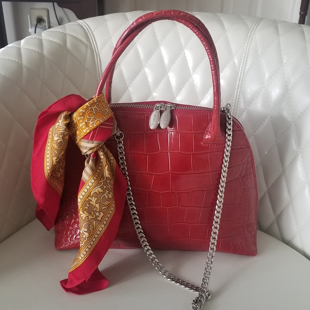 NWOT FURLA Red Leather Dome Handbag